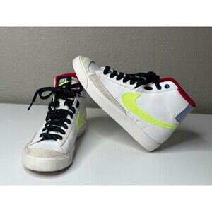 NIKE BLAZER MID 77 WHITE MYSTIC HIBISCUS VOLT KIDS 7Y